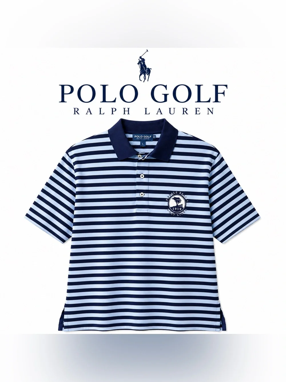 Ralph Lauren Polo Golf Navy & Light Blue Striped Short-Sleeve Polo